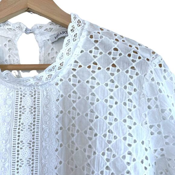 Heartloom Eyelet Bell Sleeve Top 100% Cotton - Picture 2 of 9